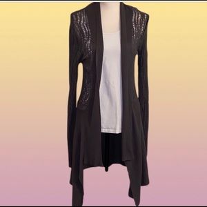 3/$30 BELLDINI open front dark taupe cardigan size L